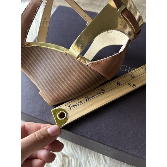 Enzo Angiolini McKinney Wedge Sandals 8.5 Women’s Brown Leather Ankle Strap NIB - Picture 5 of 11
